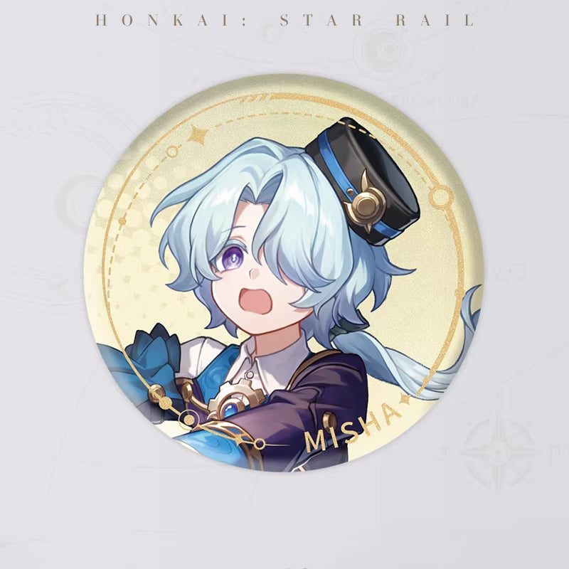 The character has light blue hair tied in a ponytail, wearing a black hat adorned with blue decorations and a golden emblem; her eyes are purple.