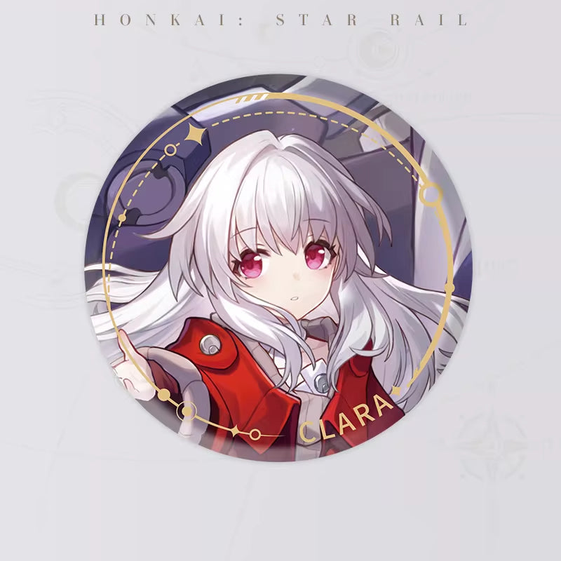 She has long silver-white hair and pink eyes, wearing attire with a red cloak. The background features sci-fi mechanical elements. 