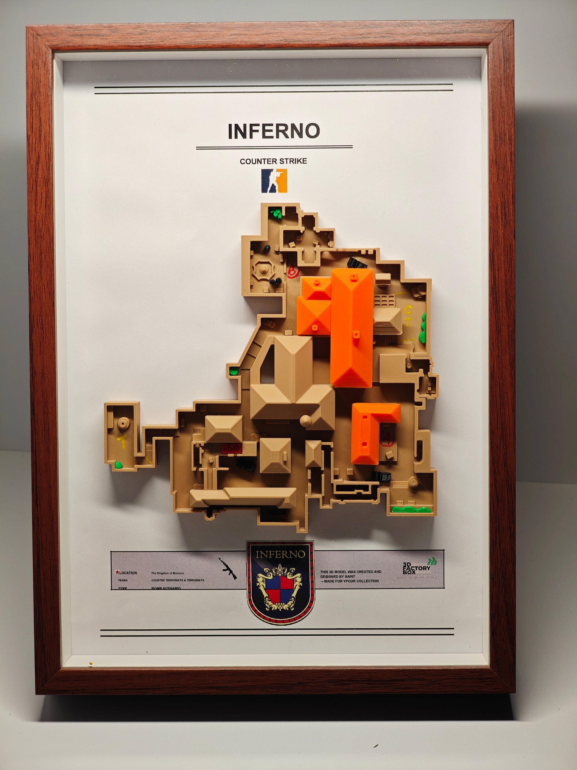 CS2 Map Desktop Ornament | Ultra-Detailed 3D Printed Dust2 Terrain | Dual-Purpose Desk Display & Wall Art | CSGO Collector's Item