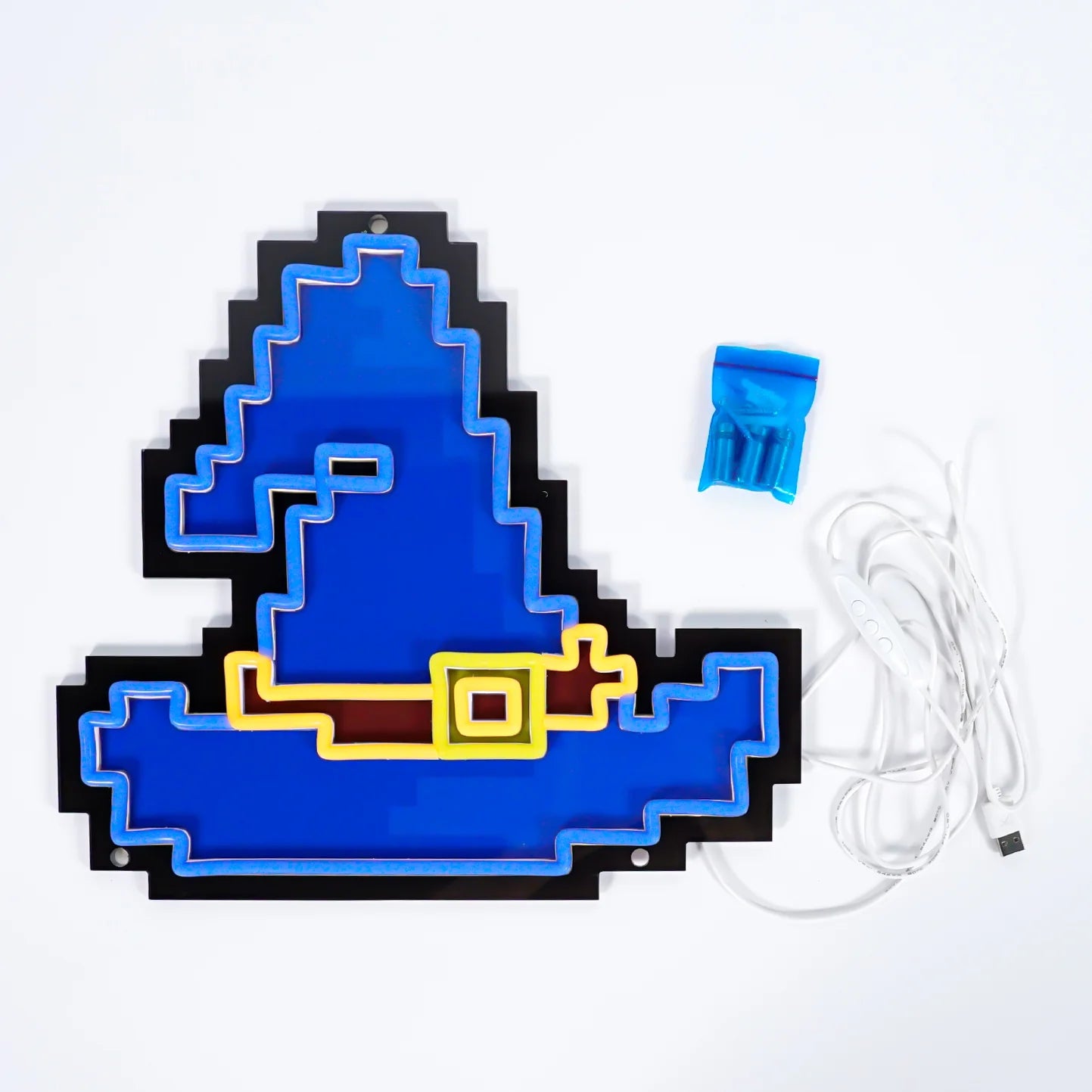 Blue Wizard Hat Neon Sign | for Old School RuneScape Fans | Dimmable LED Pixel Art | Gaming Room Decor