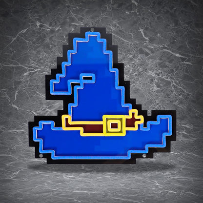 Blue Wizard Hat Neon Sign | for Old School RuneScape Fans | Dimmable LED Pixel Art | Gaming Room Decor