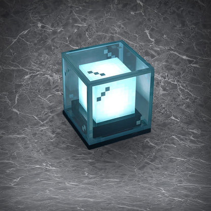 Minecraft Beacon wireless charging decorative lamp made of acrylic, glowing cube design, perfect game gift for Minecraft fans.