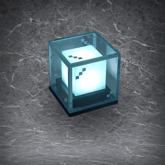 Minecraft Beacon wireless charging decorative lamp made of acrylic, glowing cube design, perfect game gift for Minecraft fans.