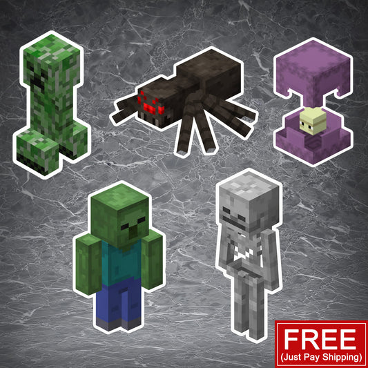 Minecraft Classic Creature sticker set featuring iconic mobs, waterproof stickers and fun game gift for fans