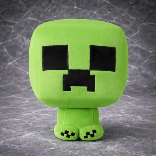 Minecraft Creeper plush toy pillow with soft green fabric and iconic pixel face, perfect for hugging or decoration.