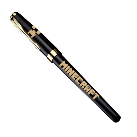 Creeper Pen:Minecraft Creeper-themed fountain pen with a sleek black body and gold accents for smooth, elegant writing.