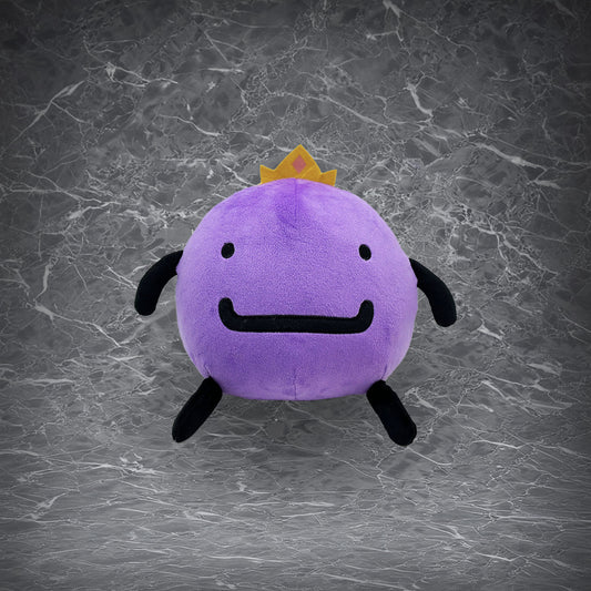 Minecraft Wemmbu plush doll, purple round character with small crown, soft PP cotton toy for Minecraft fans