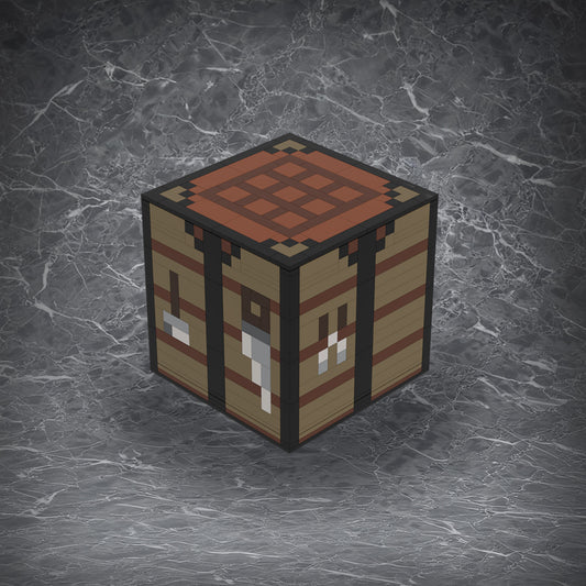 Product Focused: Minecraft Crafting Table building block model, 457-piece DIY kit made of ABS plastic, perfect for game fans.