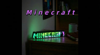 Keyword Optimized: Minecraft logo LED lamp for game enthusiasts, energy-efficient USB night light and iconic pixel-style room ornament.