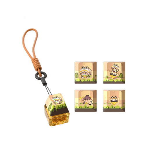 Natlan Colorful Pixel Series Kachina Keyboard Set for Genshin Impact fans, featuring durable PBT & PC keycaps—perfect for your gaming setup.