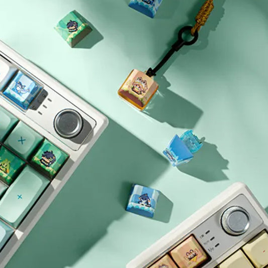 Get the Natlan Colorful Pixel Series Kachina Keyboard Set for Genshin Impact lovers. PBT & PC keycaps provide a premium feel for gaming setups.