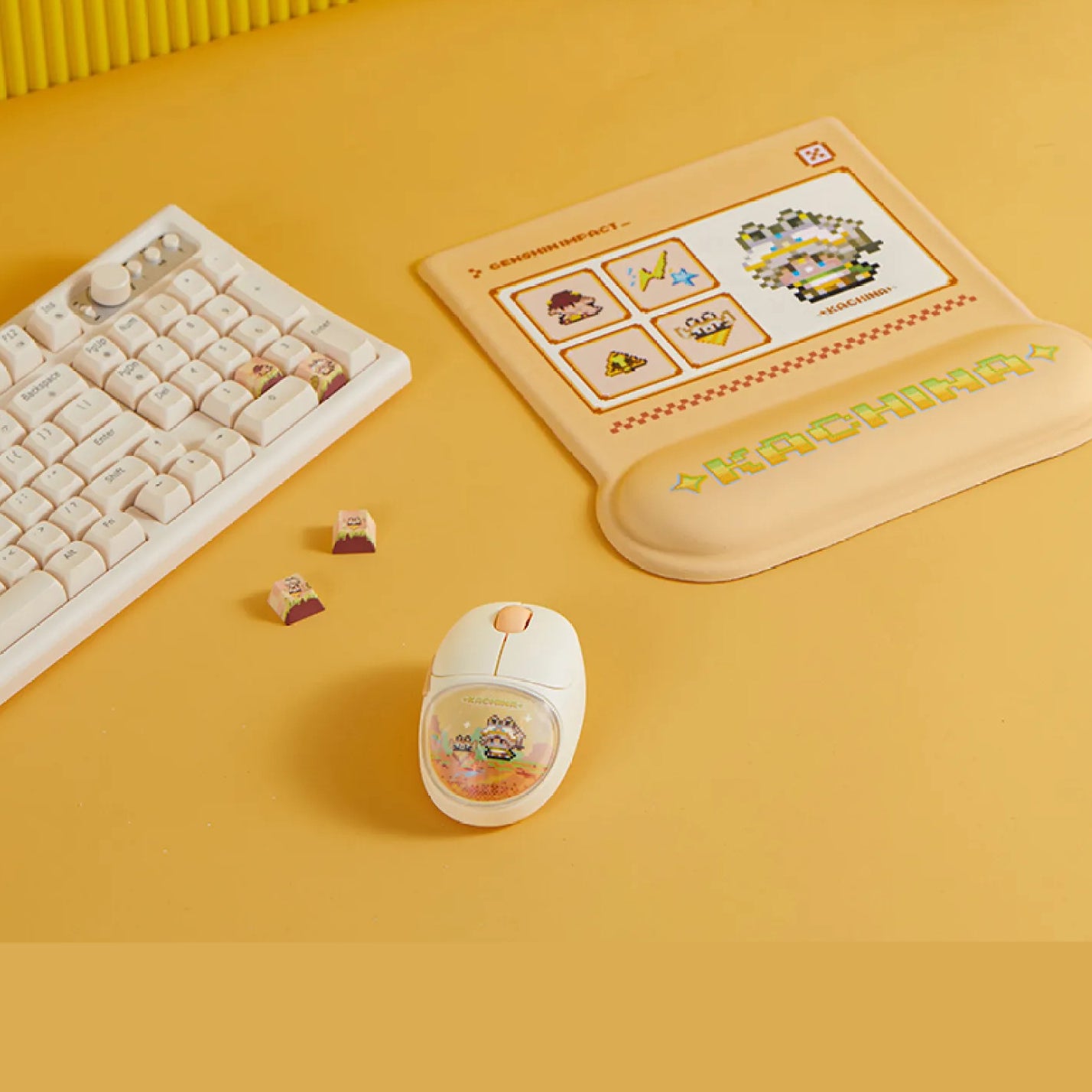 Enhance your gaming setup with the Natlan Colorful Pixel Series Kachina Mouse. Made with durable ABS and designed for Genshin Impact fans.