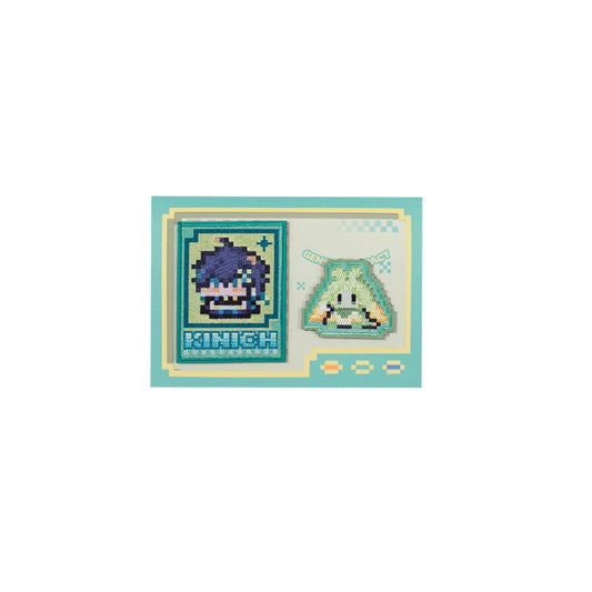 Natlan Colorful Pixel Series Kinich Embroidery Patch Set | Perfect for Genshin Impact fans, crafted from durable polyester, ideal for adding flair to your collection.