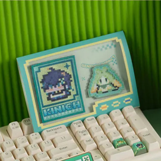 Enhance your Genshin Impact collection with the Natlan Colorful Pixel Series Kinich Embroidery Patch Set. Made of polyester, these patches are perfect for fans!