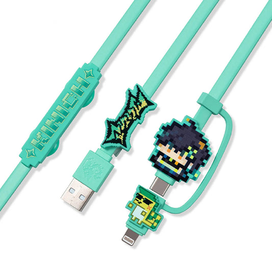 Natlan Colorful Pixel Series Kinich Data Cable designed for Genshin Impact fans. Made of durable TPE, perfect for your gaming setup.