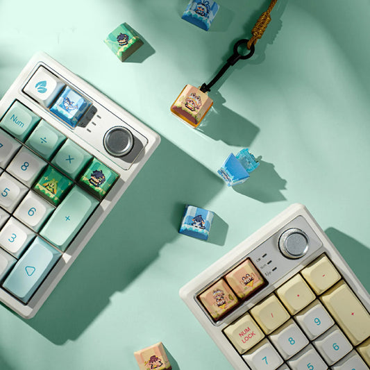 Genshin Impact-inspired Natlan Kinich Keycap Set | PBT & PC Material | Vibrant Pixel Design for Gaming Setups.
