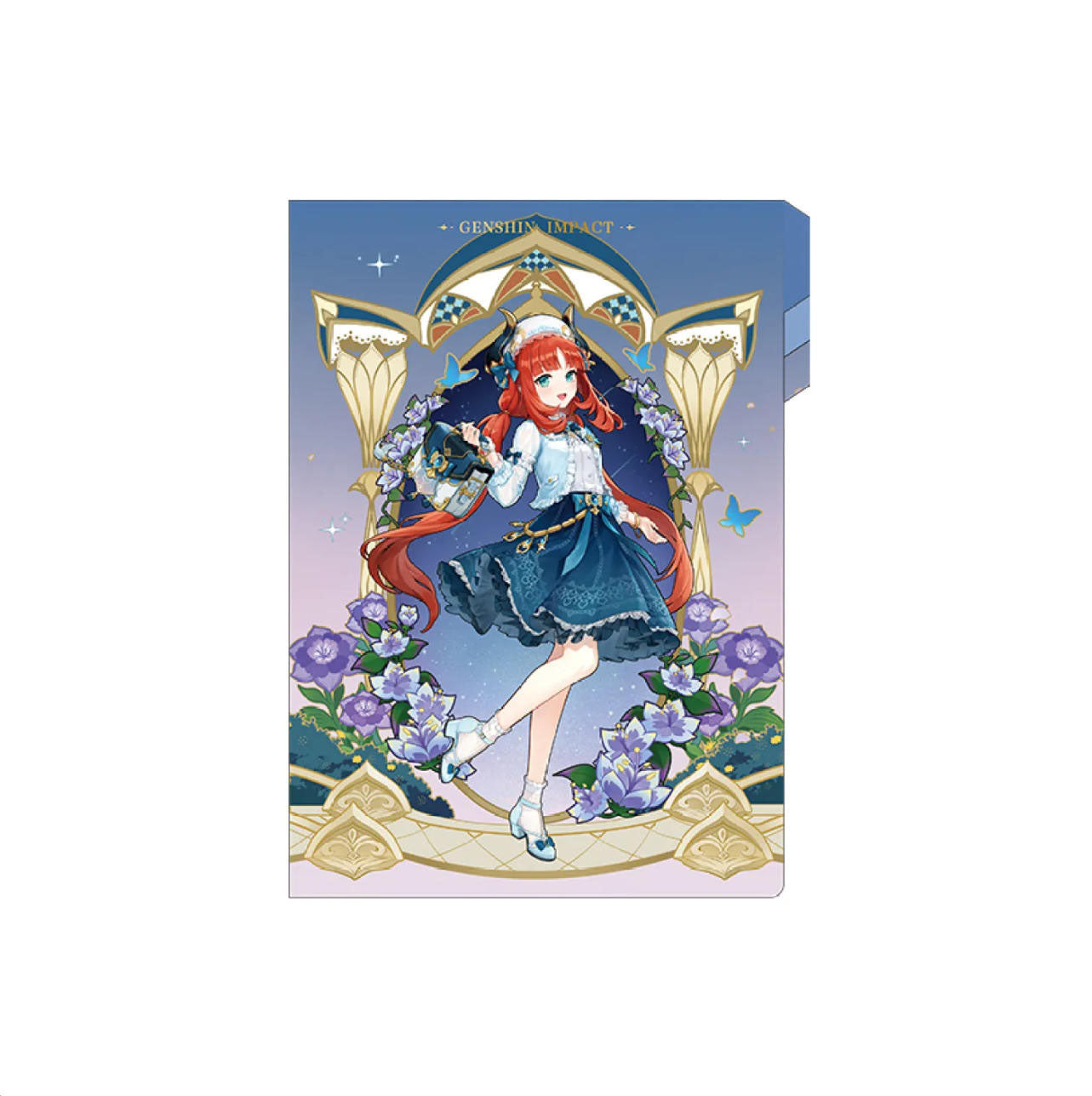 This Genshin Impact folder features a full-art illustration of Nilou surrounded by purple flowers and golden arches, perfect for organizing documents with a touch of Sumeru’s elegance.