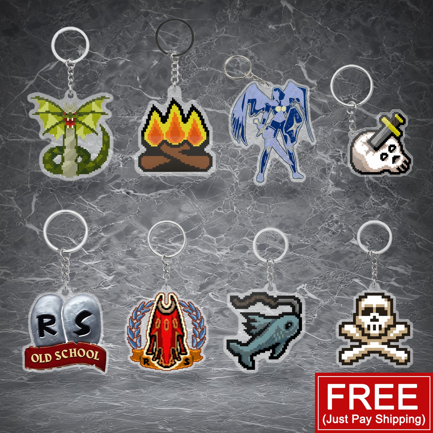 【Free】OSRS Acrylic Keychain(FREE! You Just Pay Shipping)