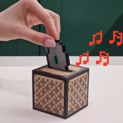 Minecraft Redstone jukebox-style Bluetooth speaker, made of durable plastic with a highly detailed brown block design.