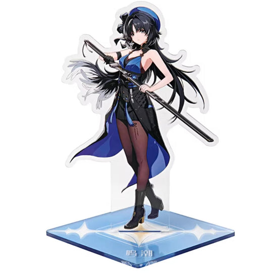 This 160–208mm acrylic standee showcases Yang Yang from Wuthering Waves, with her sleek blue and black combat outfit, set on a deep blue base that enhances her dynamic, powerful aesthetic.