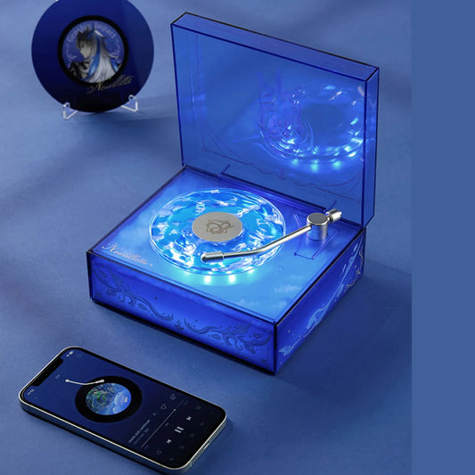 Neuvillette-themed Bluetooth Speaker inspired by Genshin Impact, designed with acrylic elements and a classic record-style aesthetic