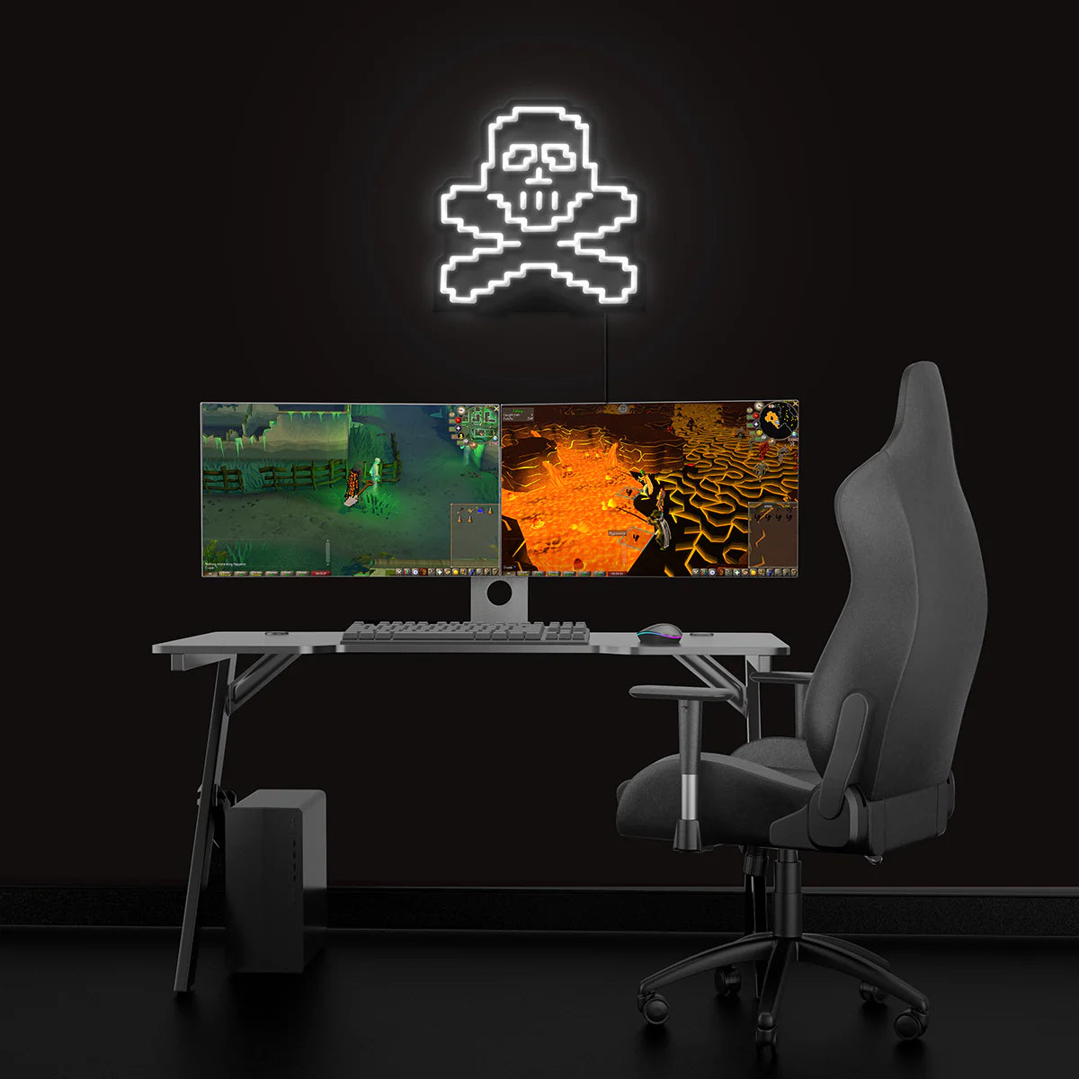 PK Skull Neon Sign | for Old School RuneScape Fans | Dimmable LED Pixel Art | Gaming Room Decor