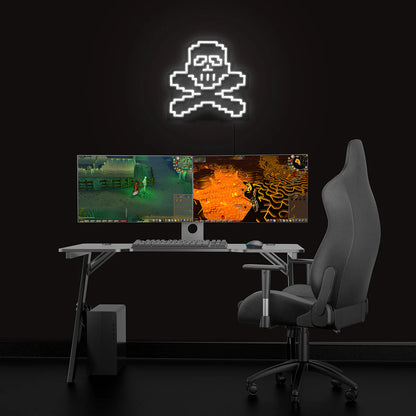PK Skull Neon Sign | for Old School RuneScape Fans | Dimmable LED Pixel Art | Gaming Room Decor