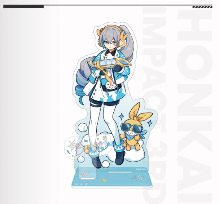 Silver Winter Snow Fun Series acrylic stand from Honkai Impact 3rd, featuring character design, perfect gamer gift.