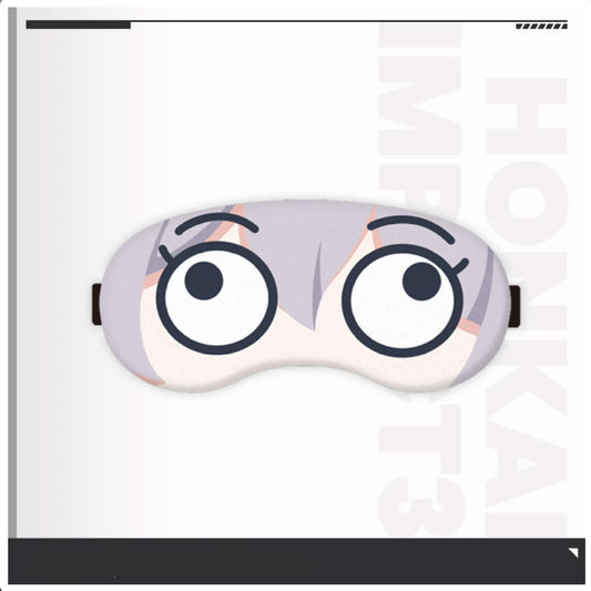 A sleep mask with a Honkai Impact 3rd themed design, filled with memory foam and foam, categorized as a household item.