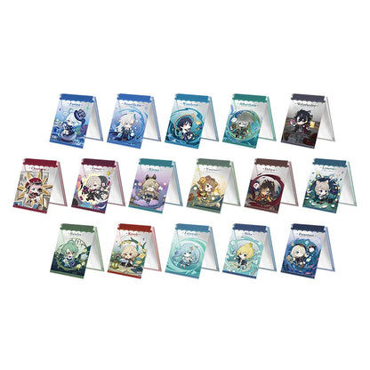 Full collection display of Starlight Letter Series acrylic folding mirrors, featuring 16 distinct character designs with vibrant, full-color artwork.