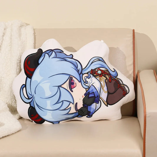 Genshin Impact Starlit Series Ganyu double-sided plush pillow with cute chibi design, made of polyester for comfort and display