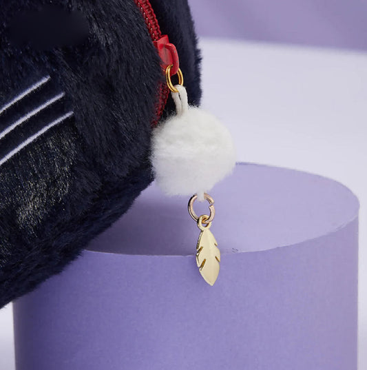 This plush pouch, inspired by Genshin Impact’s Wanderer, is designed as a cute black cat with his iconic purple-red eyes, cat ears, and "FAIRYTALE CAT" embroidery on the back.