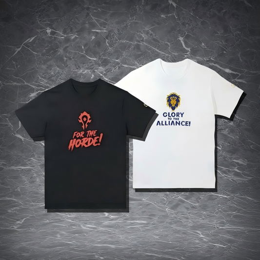 A printed T-shirt featuring World of Warcraft themed graphics, made of cotton, suitable for daily wear.