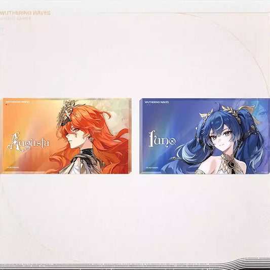 A set of two Wuthering Waves acrylic blocks, displaying Augusta’s warm-toned portrait and Iuno’s cool blue design side by side.