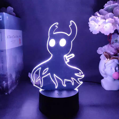 Hollow Knight Acrylic stand night light | Laser-Engraved Character Design | Soft Glow for Bedside & Desk | Gaming Room Ambiance Light