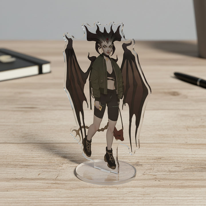 D4 Lilith Modern AU Acrylic Standee | Fan Art Design with Crystal Clear Base | Desktop Display Stand & Decoration | Unique Collectible for Diablo Fans