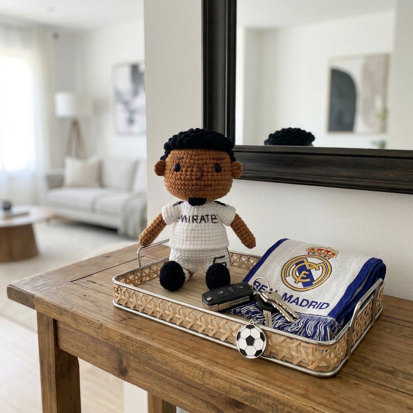 Handmade Black Short Hair No. 5 White Shirt Crochet Doll -JB5 Handmade Collectible Gift For Fans & Kids