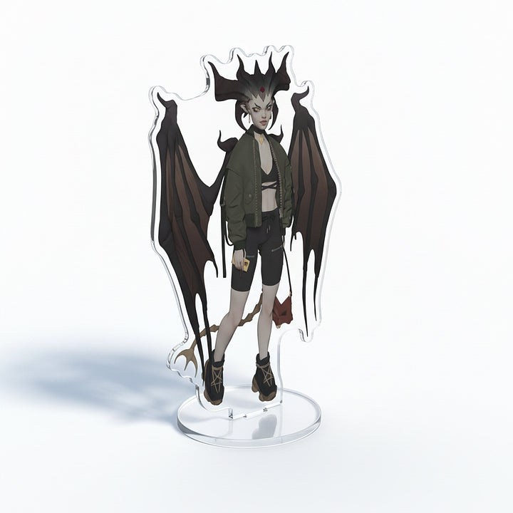 D4 Lilith Modern AU Acrylic Standee | Fan Art Design with Crystal Clear Base | Desktop Display Stand & Decoration | Unique Collectible for Diablo Fans