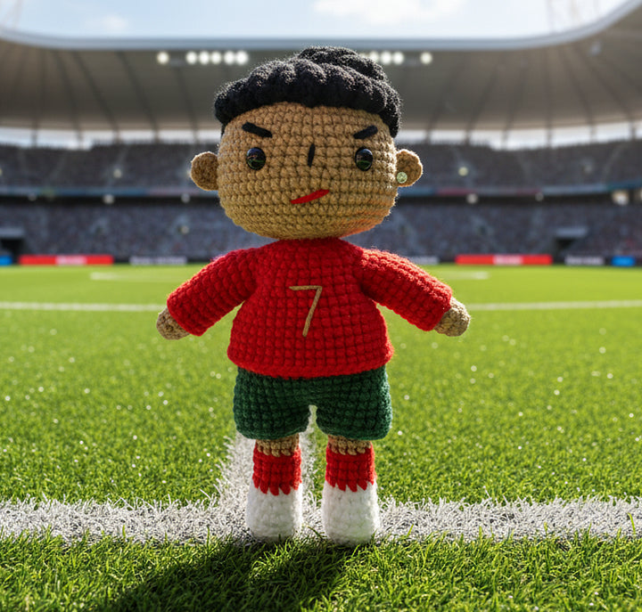 [Legend Forever] Cristiano Ronaldo Handmade Crocheted Doll | Articulated Joints | Fan-Presented Birthday Surprise
