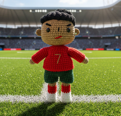 [Legend Forever] Cristiano Ronaldo Handmade Crocheted Doll | Articulated Joints | Fan-Presented Birthday Surprise