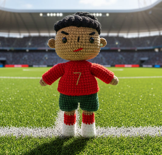 [Legend Forever] Cristiano Ronaldo Handmade Crocheted Doll | Articulated Joints | Fan-Presented Birthday Surprise