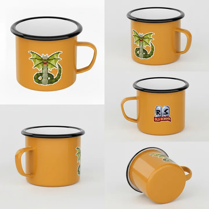 OSRS Zulrah Enamel Mug | Enamel Print Design | For Daily Use & Display | Coveted Game Collection Loot