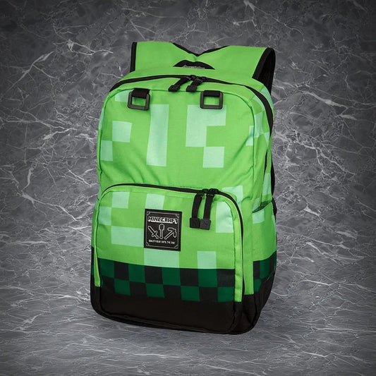 MC Creeper Backpack | Explosive Green Pixel-Art Design with Spacious Main Compartment | Adjustable Padded Straps for School & Travel