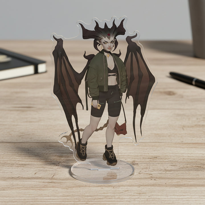 D4 Lilith Modern AU Acrylic Standee | Fan Art Design with Crystal Clear Base | Desktop Display Stand & Decoration | Unique Collectible for Diablo Fans