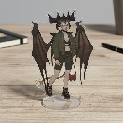 D4 Lilith Modern AU Acrylic Standee | Fan Art Design with Crystal Clear Base | Desktop Display Stand & Decoration | Unique Collectible for Diablo Fans