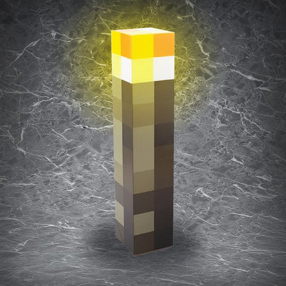 MC Torch Lamp | Iconic MC Block Light with Warm Glow Effect | Bedside & Desk Ambient Lighting for Gamers | Collectible Game-Themed Home Decor