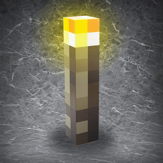 MC Torch Lamp | Iconic MC Block Light with Warm Glow Effect | Bedside & Desk Ambient Lighting for Gamers | Collectible Game-Themed Home Decor