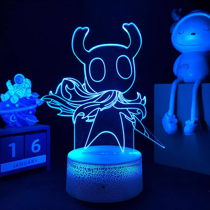Hollow Knight Acrylic stand night light | Laser-Engraved Character Design | Soft Glow for Bedside & Desk | Gaming Room Ambiance Light