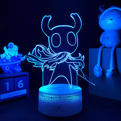 Hollow Knight Acrylic stand night light | Laser-Engraved Character Design | Soft Glow for Bedside & Desk | Gaming Room Ambiance Light