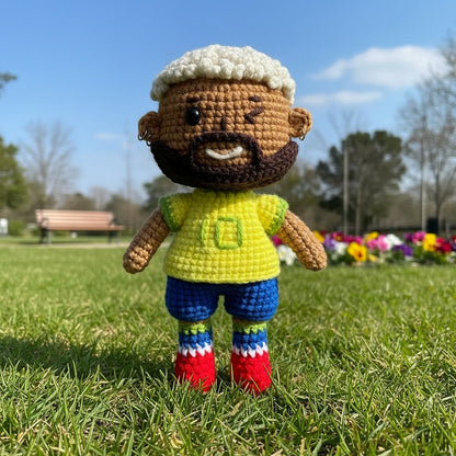 [Samba Elf] Neymar Handmade Crocheted Doll | Brazil No. 10 Collector's Edition with Articulated Joints | Fan Collection for Kids' Birthday Surprise